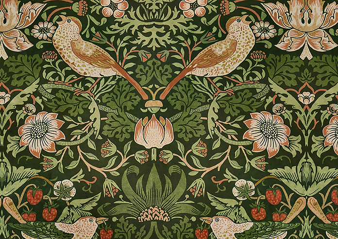 William Morris At Home Strawberry Thief Velvet, Nettle - Made to Measure Curtains - Image 8